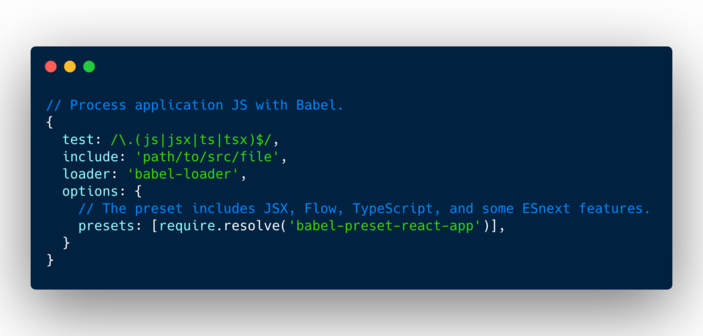 Babel loader configuration with react presets
