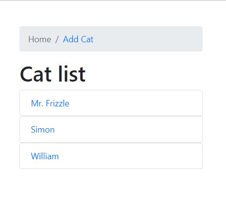 Cat list react output