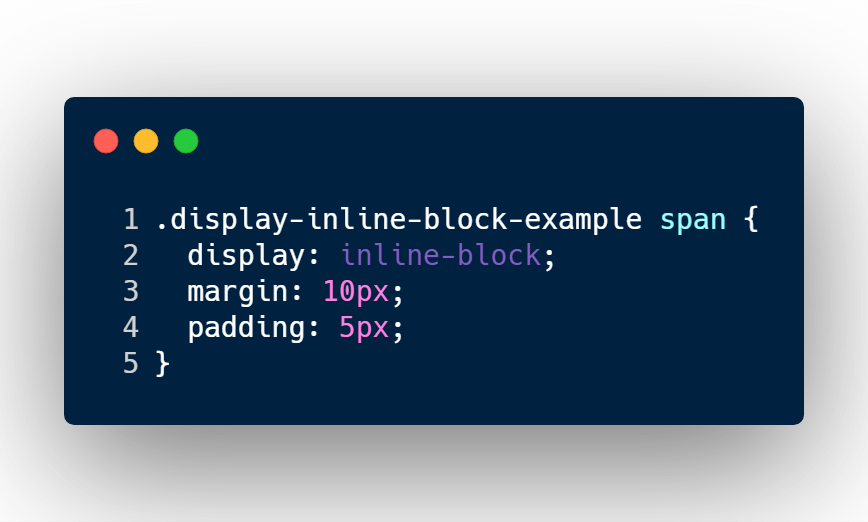 Converting span element to inline-block type. Giving margin and padding.