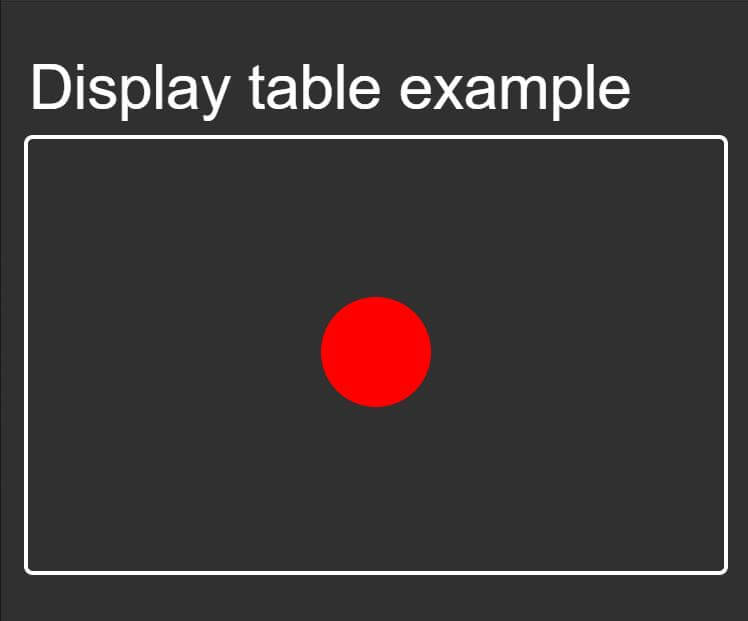 Display table layout move element in the middle of the box