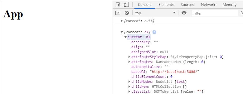 Console logging useRef DOM reference object